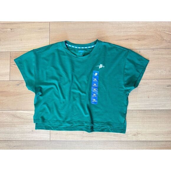 NWT Prince Pickleball Women's Short Sleeve Crop Shirt Top Green L Large Tee - Picture 2 of 2